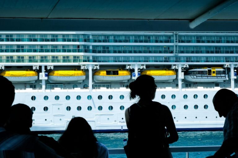 silhouette of people watching cruise ship in turkiye