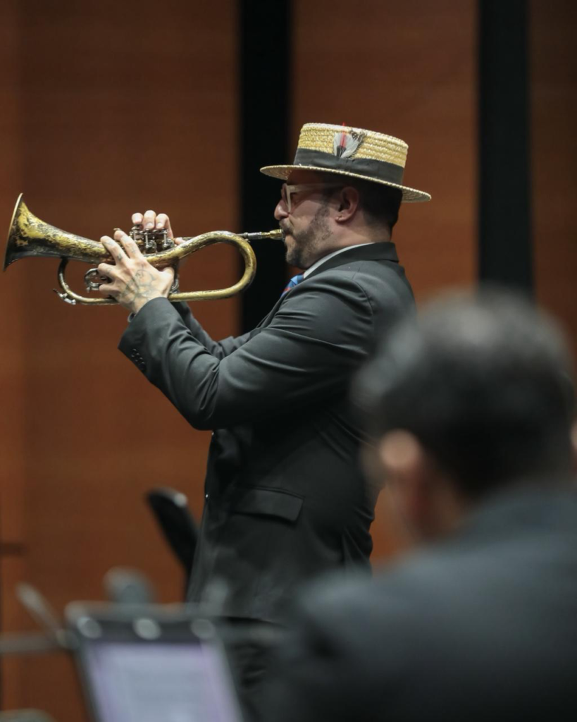 Trompetista Gerald "Chipi"Chacón durante la inauración del 6to festival de música de grupos de cámara