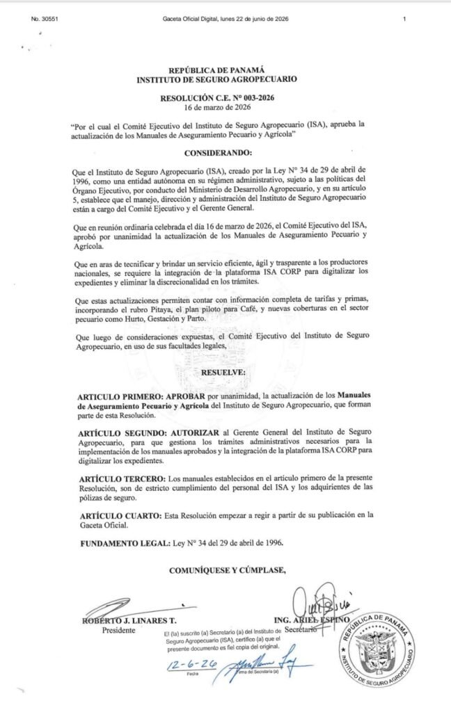 Modernizan reglas para asegurar la producción agropecuaria - Panamá y Centroamérica