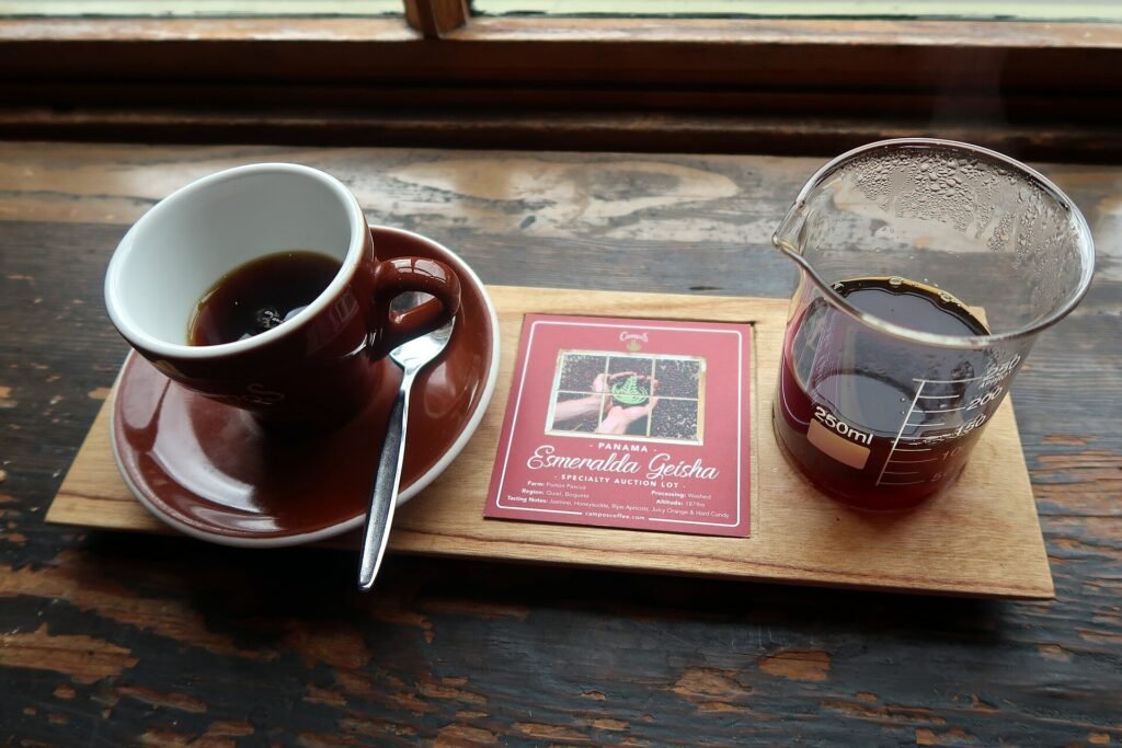 Preparación de una taza de café Geisha de Panamá