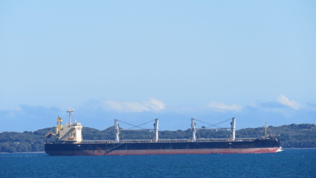 Buque granelero navegando en el mar utilizado como imagen de referencia