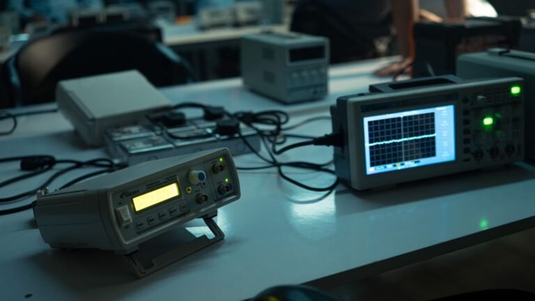 Instrumentos de medición en un laboratorio de electrónica