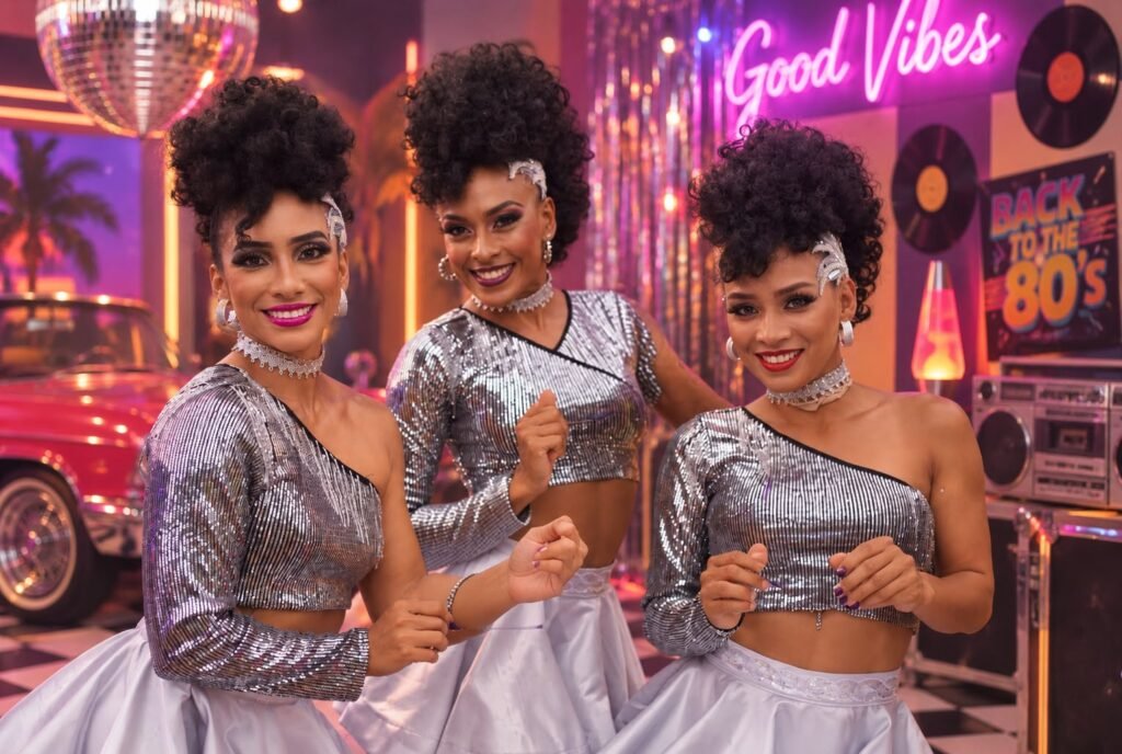 Bailarinas con vestuario retro en una imagen promocional de Boogie Hour