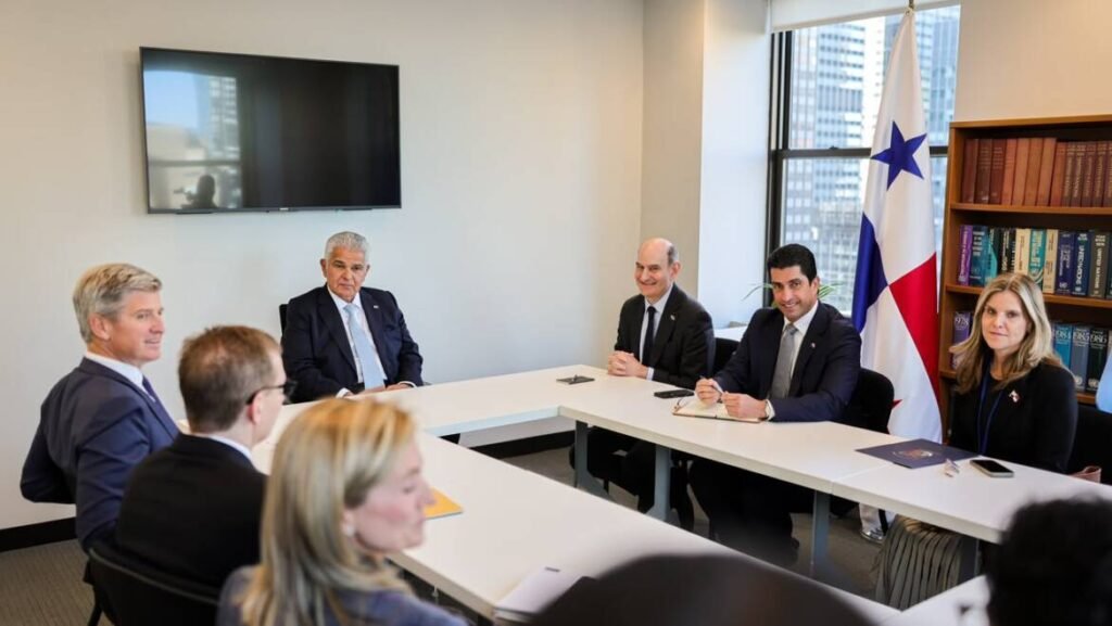 La delegación panameña durante el encuentro con representantes de Blackstone y SSA Marine en Nueva York. Foto: Autoridad Marítima de Panamá.