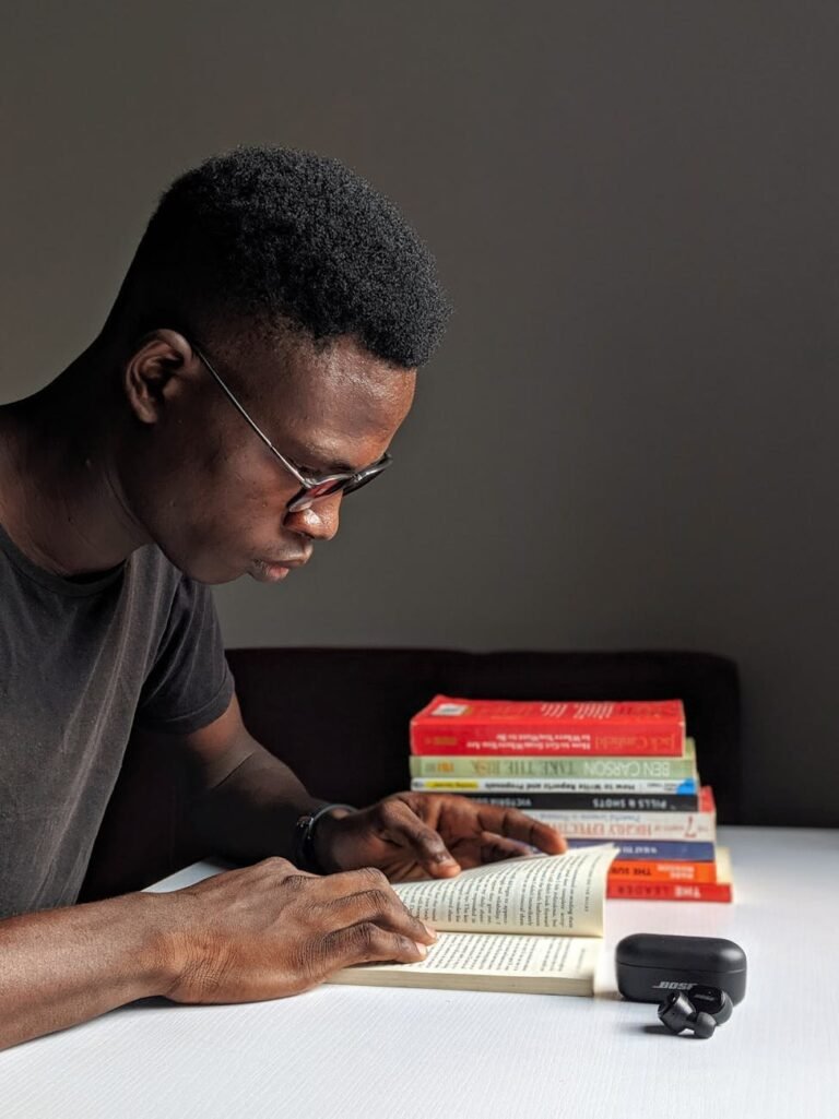 man reading a book