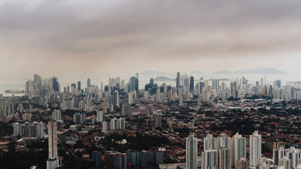 panama city skyline aerial view at daytime
