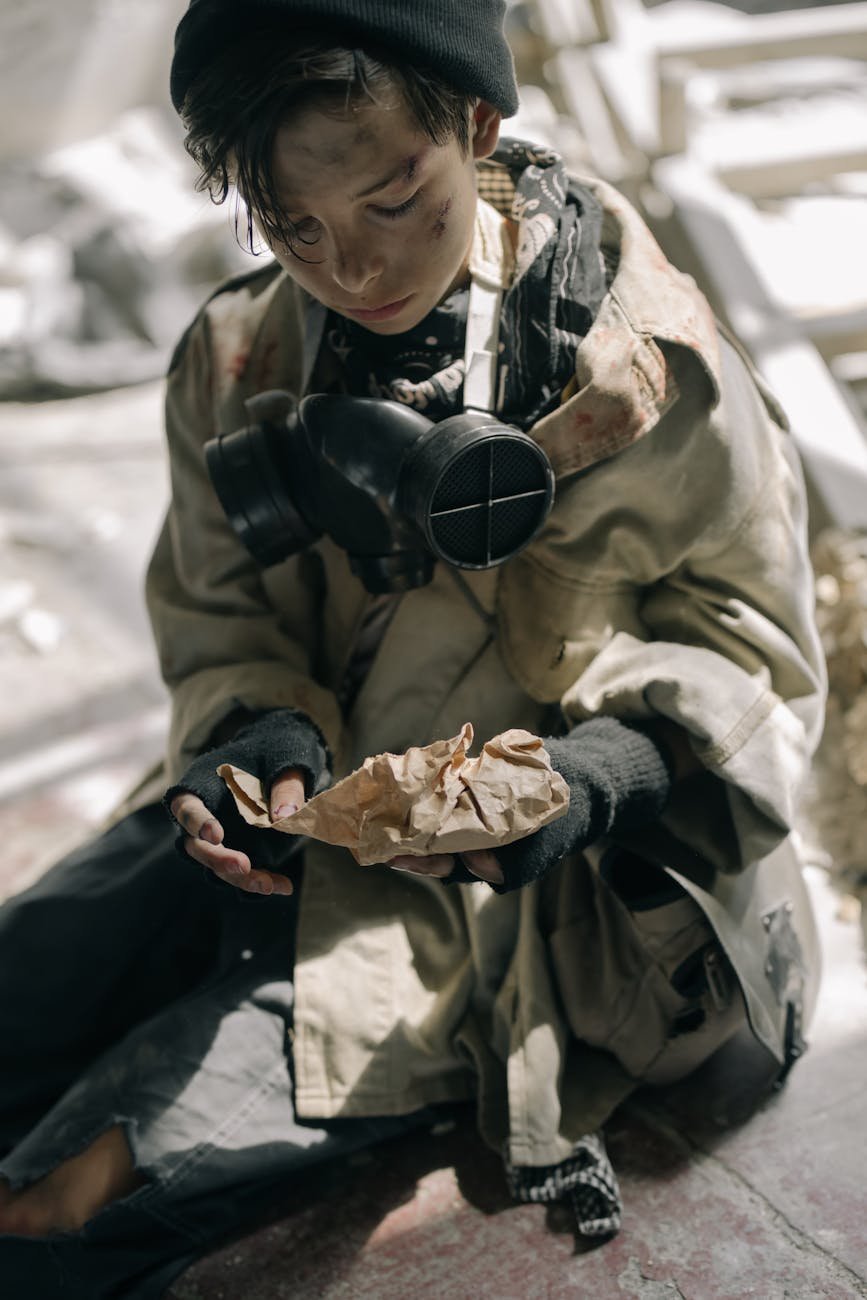 boy in brown jacket holding black dslr camera