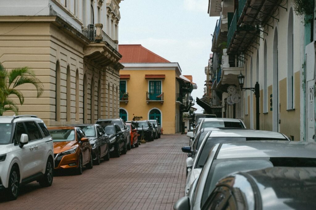 cars parked on a street