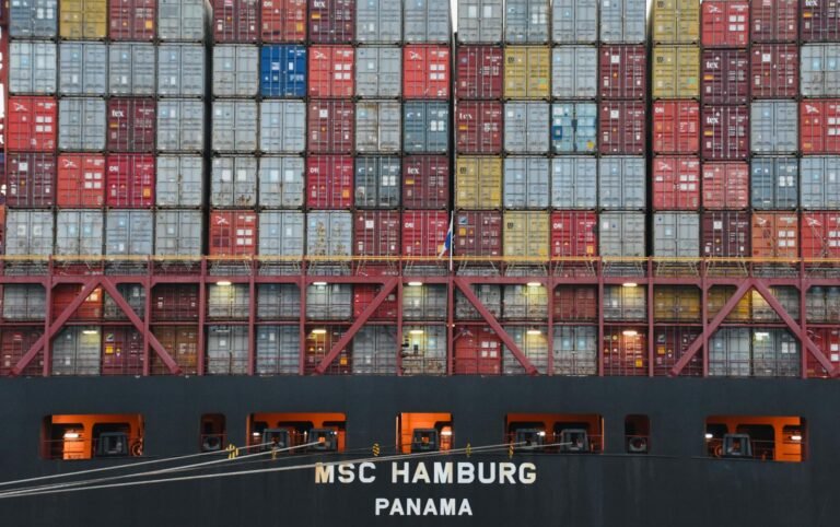 stacked metal shipping containers