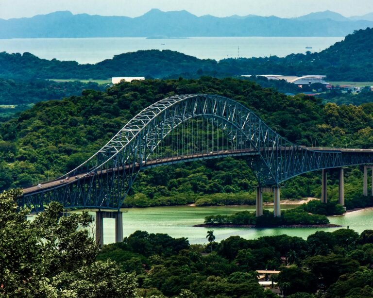 puente de las americas over lush greenery