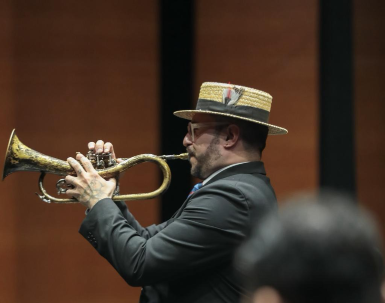 Trompetista Gerald "Chipi"Chacón durante la inauración del 6to festival de música de grupos de cámara