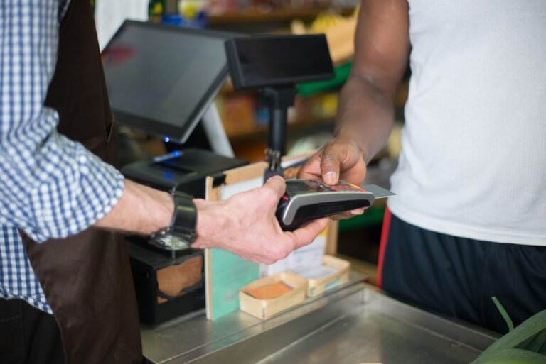 paying in a counter using a bank card
