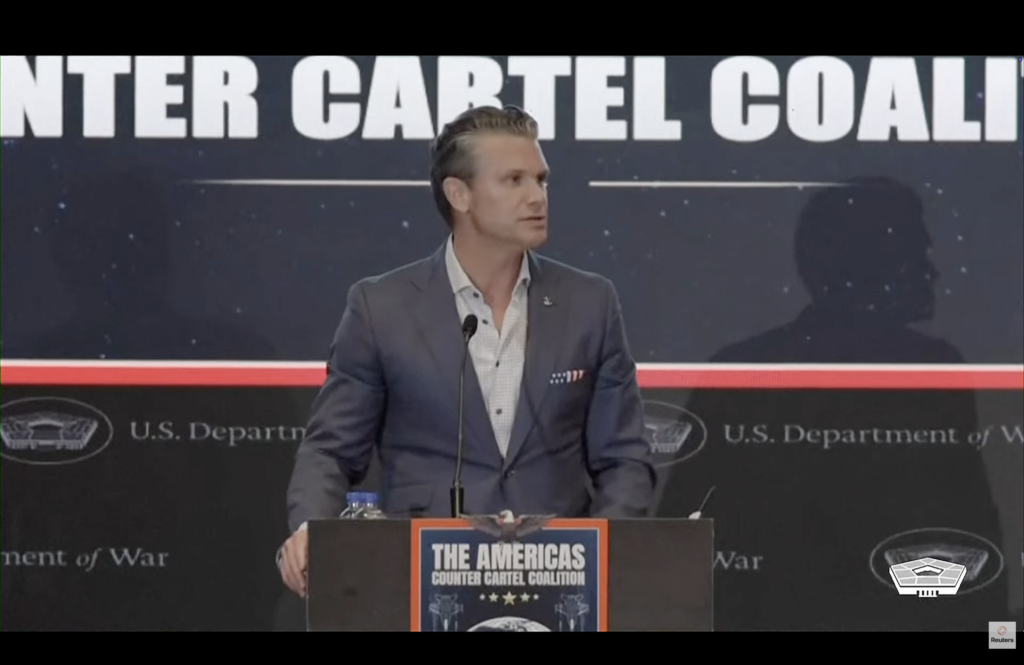 Pete Hegseth habla ante la Coalición Anticarteles de las Américas en Panamá